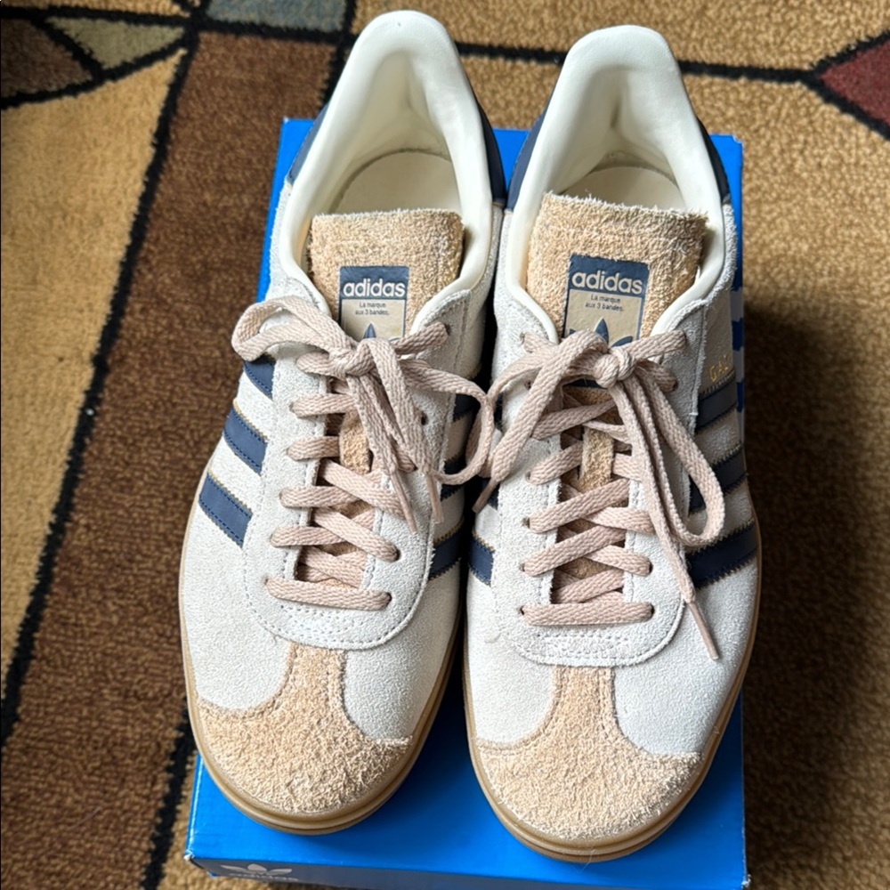 Adidas Cream and Navy Sneakers